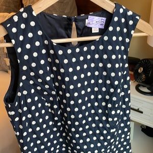 Brooks Brothers Red Fleece Navy Polka Dot Shift Dress, Size 6